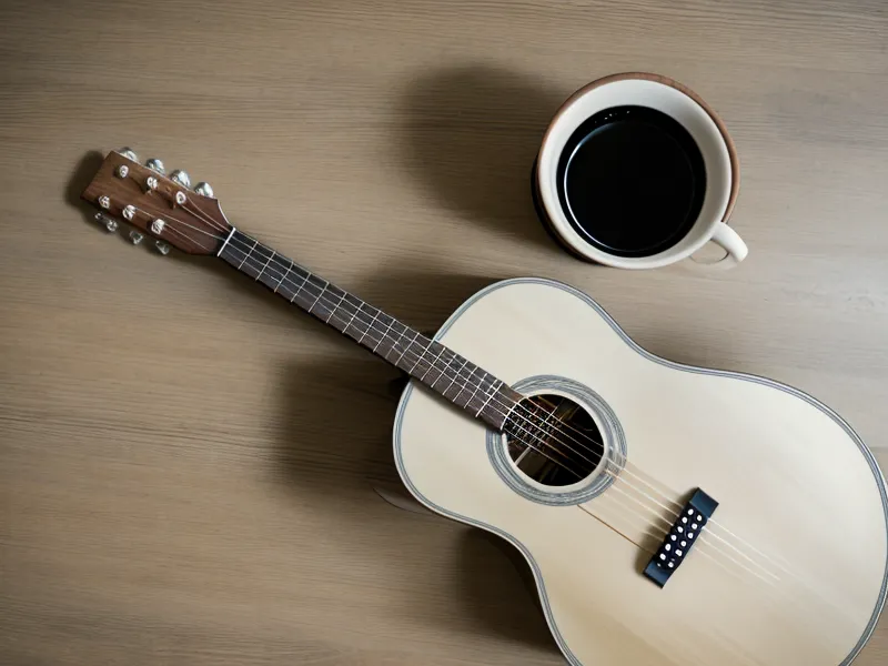 Interior del estuche de una guitarra acústica, rutina breve de práctica en casa