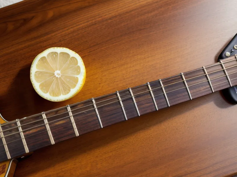 Mantenimiento de guitarra con aceite de limón en el diapasón