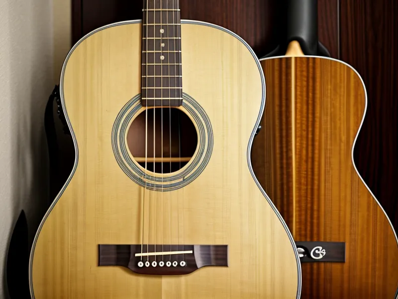 Hombre adulto disfrutando de tocar la guitarra acústica en su sala