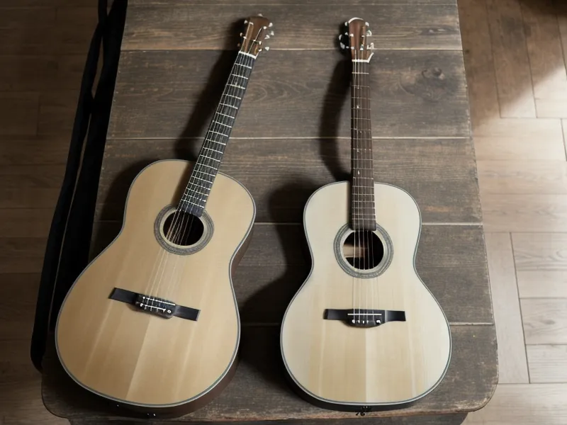 Principiante adulto colocando un capotraste en el mástil de la guitarra para practicar acordes de guitarra cristiana