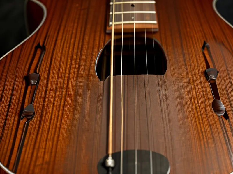 Afinador digital de clip en el clavijero de una guitarra marcando 440 Hz