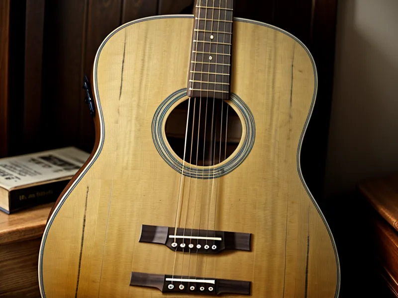 Guitarra acústica junto a libros de música en un rincón de práctica acogedor